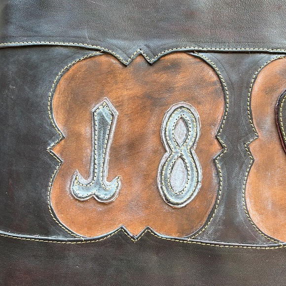 Folk Art Leather Vintage Butcher’s Bag Dated 1895 - Picture 14 of 16